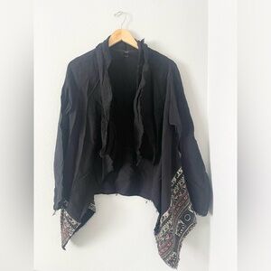 SWELL | Boho Black Open Front Waterfall Cardigan Free people Vibes women M